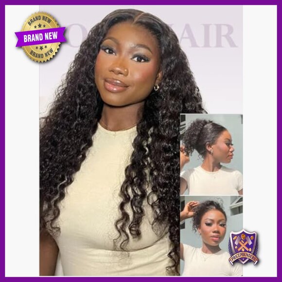 16 Inch Human Hair Deep Wave Wig 360 Lace Front Glueless Drawstring main image 6